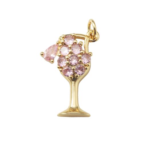 Cubique Pendentif en laiton zircon pavent, tasse, Placage, DIY & pavé de micro zircon, plus de couleurs à choisir, protéger l'environnement, sans nickel, plomb et cadmium Vendu par PC