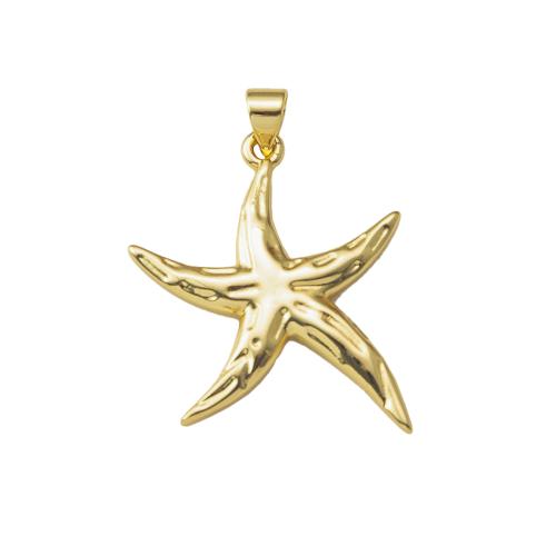 Pendentifs d'animaux en laiton, étoile de mer, Placage, DIY, Or, protéger l'environnement, sans nickel, plomb et cadmium Vendu par PC[