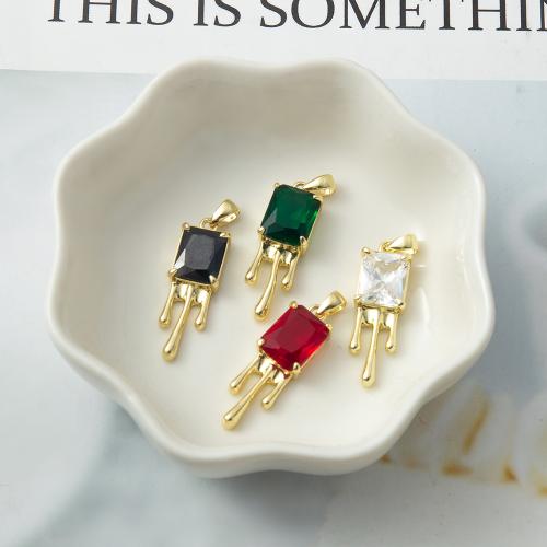 Cubique Pendentif en laiton zircon pavent, Placage, DIY & pavé de micro zircon, plus de couleurs à choisir, protéger l'environnement, sans nickel, plomb et cadmium Vendu par PC