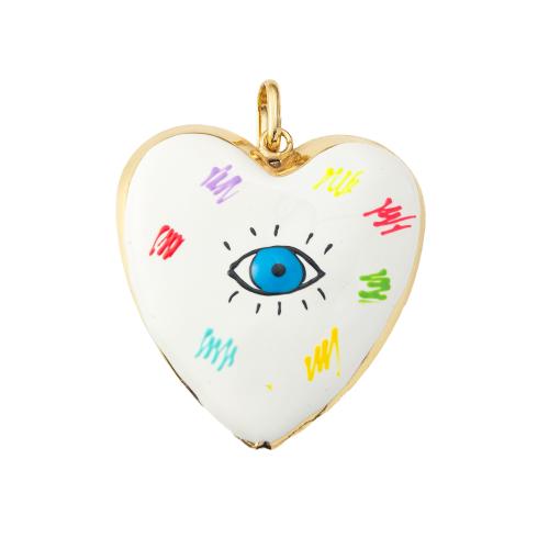 Pendentifs de Émail laiton , coeur, Placage, DIY & émail, plus de couleurs à choisir, protéger l'environnement, sans nickel, plomb et cadmium Vendu par PC