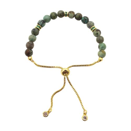laiton bracelet, avec Turquoise africain, bijoux de mode & unisexe & pavé de micro zircon, Vendu par PC