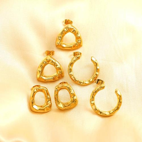 Boucle en acier inoxydable, Acier inoxydable 304, Plaqué or 18K, styles différents pour le choix & pour femme & creux, Vendu par paire