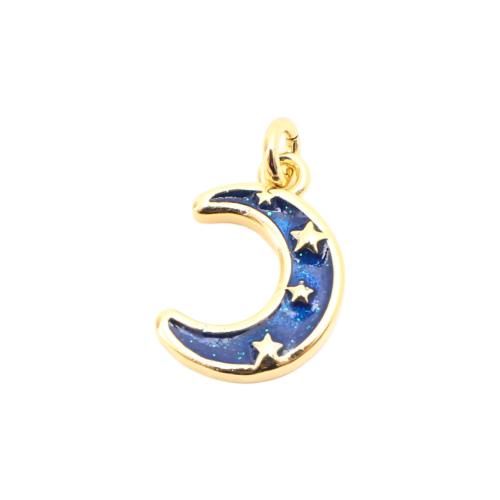 laiton Pendentif, lune, DIY & émail, doré Vendu par PC
