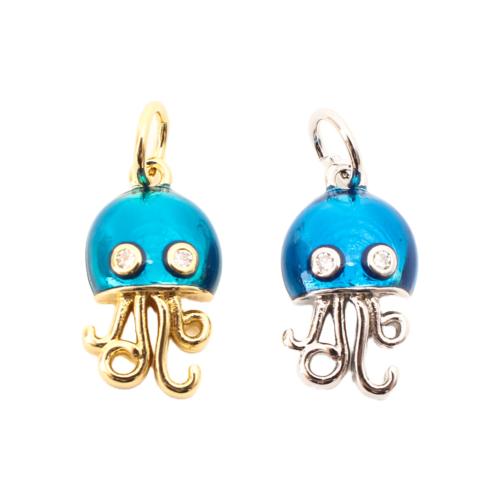 laiton Pendentif, Poulpe, DIY & pavé de micro zircon & émail, plus de couleurs à choisir Vendu par PC