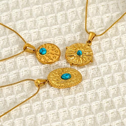 ステンレス鋼のジュエリーネックレス, 304ステンレススチール, とともに ターコイズ, 18Kゴールドメッキ, スネーク チェイン & 異なるスタイルを選択 & 女性用, 売り手 パソコン