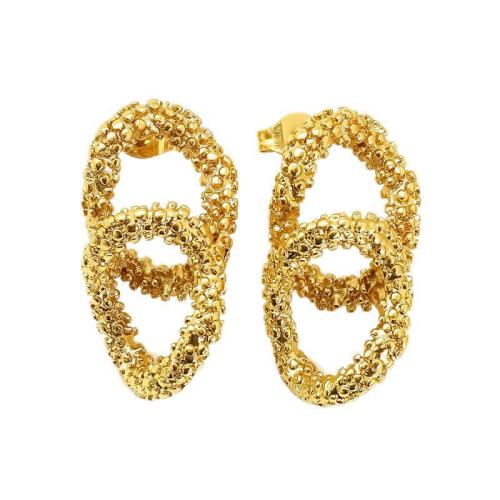 Boucle en acier inoxydable, Acier inoxydable 304, Plaqué or 18K, bijoux de mode & pour femme & creux, Vendu par paire