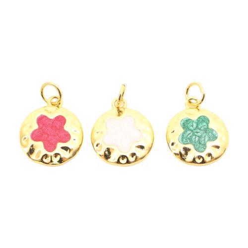 laiton Pendentif, Rond, Placage de couleur d'or, DIY & émail, plus de couleurs à choisir Vendu par PC