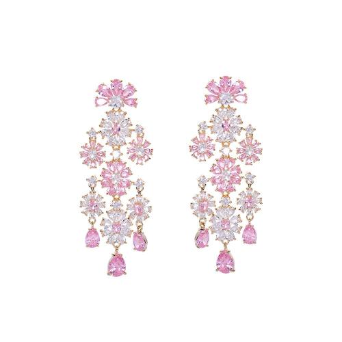 Cubic Zirconia Micro Pave Brass Earring, fashion jewelry & micro pave cubic zirconia & for woman [