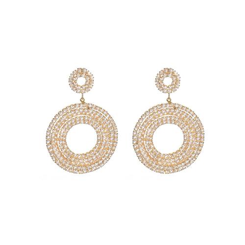 laiton Boucle d'oreille goutte, bijoux de mode & pour femme & avec strass, doré, Vendu par paire