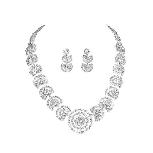 laiton parure de bijoux, 2 pièces & bijoux de mode & pour femme & avec strass, Vendu par fixé