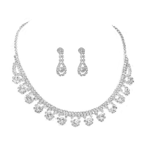 laiton parure de bijoux, 2 pièces & bijoux de mode & pour femme & avec strass, Vendu par fixé