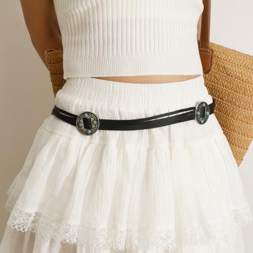 alliage de zinc chaîne de taille, avec turquoise & cuir PU, Placage, Vintage & pour femme, plus de couleurs à choisir Environ 165 cm, Vendu par PC