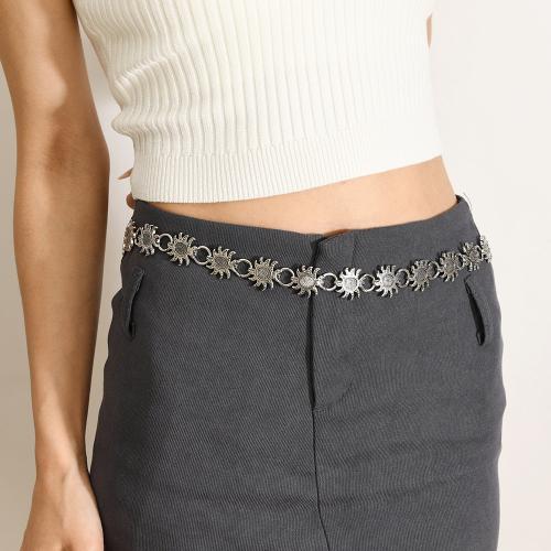 alliage de zinc chaîne de taille, avec fer, fleur, Placage, Vintage & pour femme, argent Environ 106 cm, Vendu par PC
