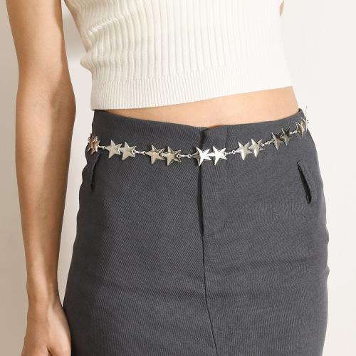 alliage de zinc chaîne de taille, avec fer, étoile, Placage, bijoux de mode & pour femme, argent Environ 110 cm, Vendu par PC