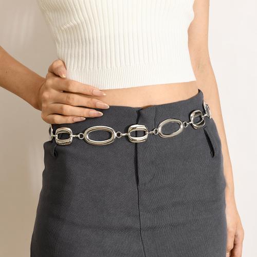 Zinklegierung Taillenkette, mit Eisen, Geometrisches Muster, plattiert, für Frau & hohl, Silberfarbe, Länge:ca. 110 cm, verkauft von PC