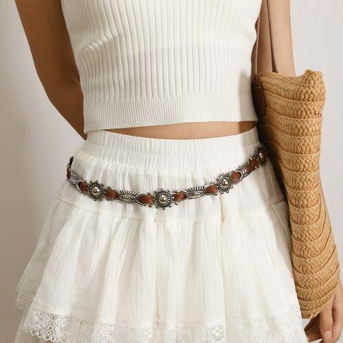 Zinklegierung Taillenkette, mit PU Leder, plattiert, Vintage & für Frau, keine, Länge:ca. 170 cm, verkauft von PC