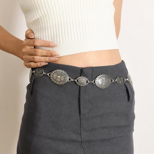 Zinklegierung Taillenkette, mit Eisen, plattiert, Vintage & für Frau, Silberfarbe, Länge:ca. 118 cm, verkauft von PC