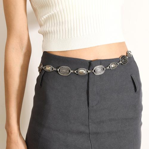 Zinklegierung Taillenkette, mit Eisen, plattiert, Vintage & für Frau, Silberfarbe, Länge:ca. 110 cm, verkauft von PC
