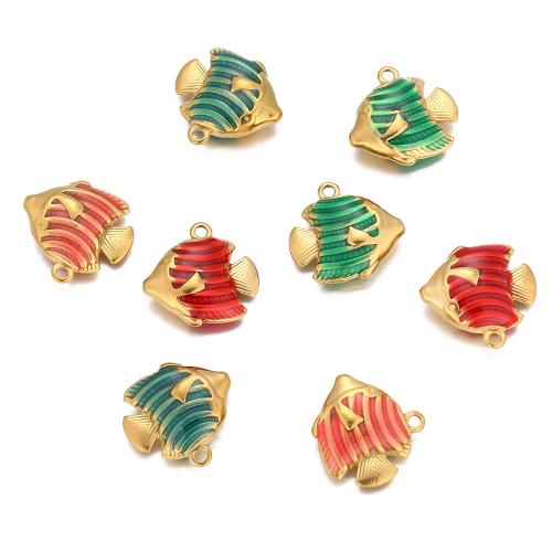 エナメル質のステンレス　ペンダント, 304ステンレススチール, 金魚, ゴールドメッキ, ファッションジュエリー, 無色, 5パソコン/バッグ, 売り手 バッグ