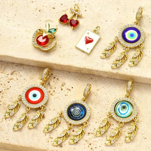 Cubique Pendentif en laiton zircon pavent, Placage, DIY & pavé de micro zircon & émail & avec strass, plus de couleurs à choisir Vendu par sac