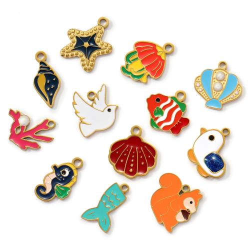 304ステンレススチール ペンダント, とともに プラスチック製パール, ゴールドメッキ, DIY & エナメル, 無色, 3パソコン/バッグ, 売り手 バッグ