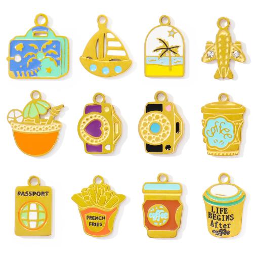 Pendentifs en acier inoxydable strass, Acier inoxydable 304, Placage de couleur d'or, DIY & émail & avec strass, plus de couleurs à choisir Vendu par sac