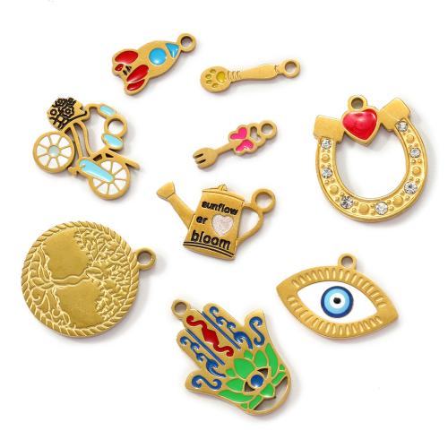 Pendentifs en acier inoxydable strass, Acier inoxydable 304, Placage de couleur d'or, DIY & émail & avec strass, plus de couleurs à choisir Vendu par sac