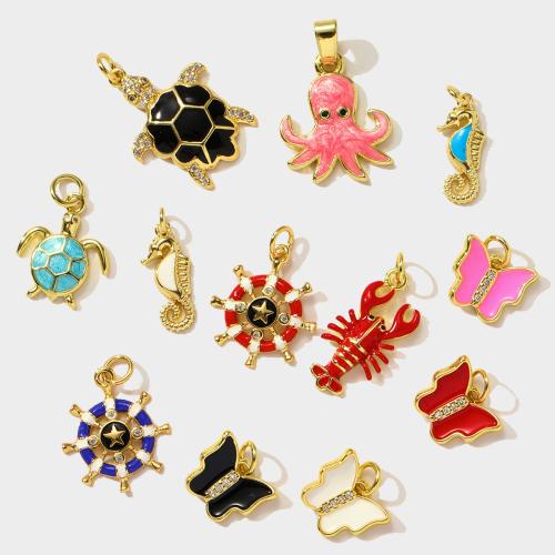 Pendentifs en acier inoxydable strass, Acier inoxydable 304, Placage de couleur d'or, DIY & émail & avec strass, plus de couleurs à choisir Vendu par sac