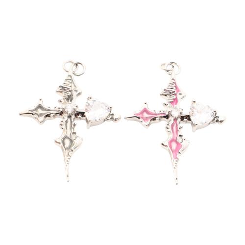 Cubique Pendentif en laiton zircon pavent, croix, DIY & pavé de micro zircon & émail, plus de couleurs à choisir Vendu par PC