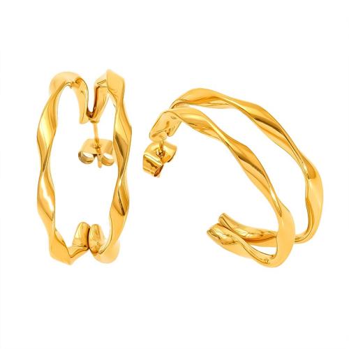 Boucle en acier inoxydable, Acier inoxydable 304, Plaqué or 18K, styles différents pour le choix & pour femme & creux, Vendu par paire