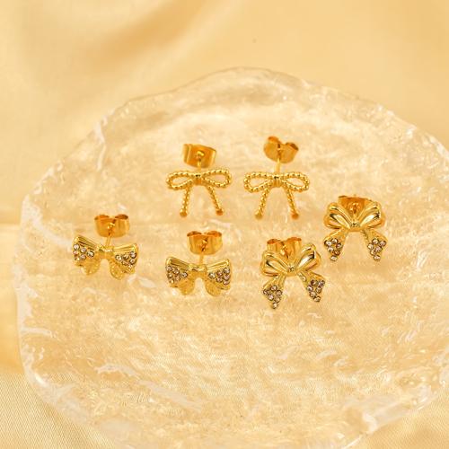 Boucle en acier inoxydable, Acier inoxydable 304, Plaqué or 18K, styles différents pour le choix & pavé de micro zircon & pour femme, Vendu par paire
