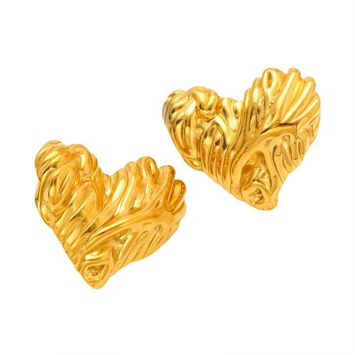 Boucle en acier inoxydable, Acier inoxydable 304, coeur, Plaqué or 18K, bijoux de mode & styles différents pour le choix & pour femme, Vendu par paire