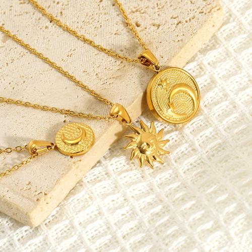 Collier de bijoux en acier inoxydable, Acier inoxydable 304, Plaqué or 18K, Chaîne transversale & styles différents pour le choix & pour femme, Vendu par PC