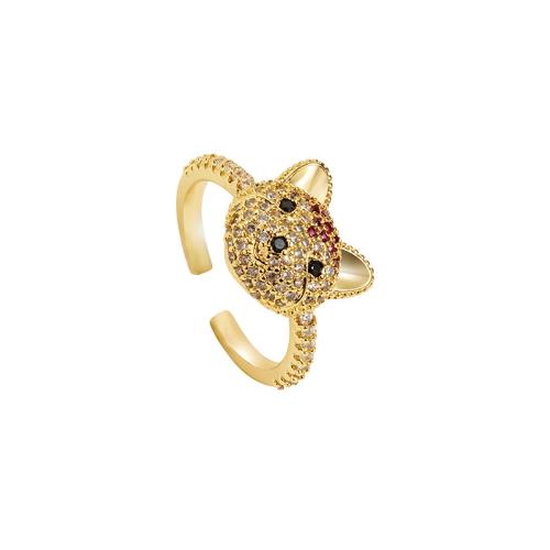 Bague en laiton strass, Plaqué or 18K, bijoux de mode & pour femme & avec strass, Inner diameter :17mm; mm., Vendu par PC