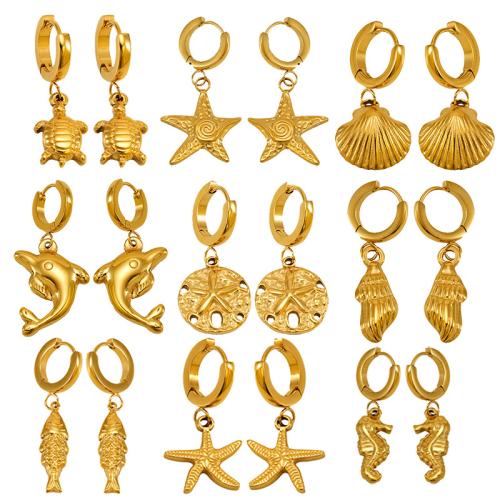 Boucle d'oreille goutte inox, Acier inoxydable 304, Plaqué or 18K, bijoux de mode & styles différents pour le choix & pour femme, Vendu par paire