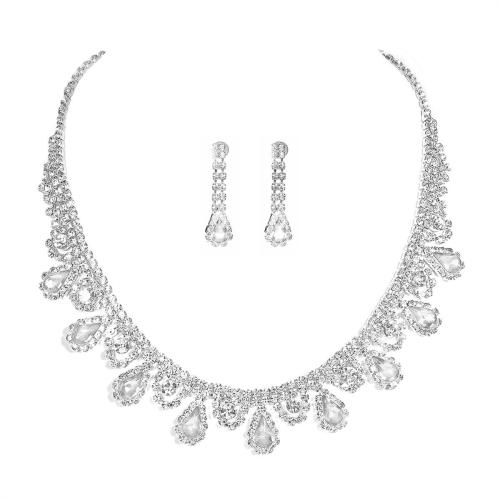 Ensemble de bijoux en cuivre, laiton, bijoux de mode & normes différentes pour le choix & pour femme & avec strass, plus de couleurs à choisir, Vendu par fixé