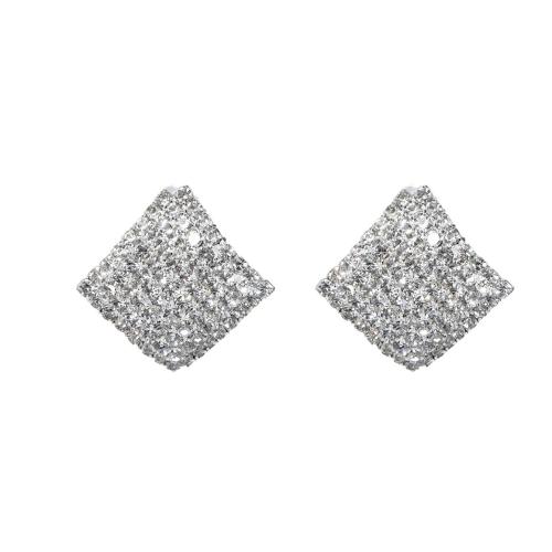 Strass boucle en laiton, bijoux de mode & pour femme & avec strass, plus de couleurs à choisir, Vendu par paire