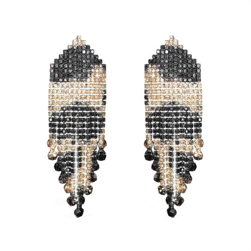 Boucle d'oreille goutte laiton strass, bijoux de mode & pour femme & avec strass, plus de couleurs à choisir, Vendu par paire