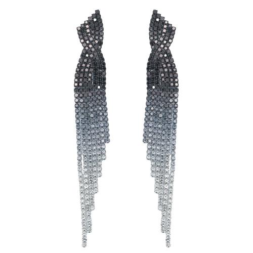 Boucle d'oreille goutte laiton strass, bijoux de mode & pour femme & avec strass, plus de couleurs à choisir, Vendu par paire