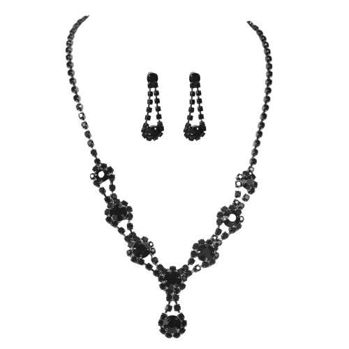 Ensemble de bijoux en cuivre, laiton, boucle d'oreille & collier, bijoux de mode & pour femme & avec strass, Vendu par fixé