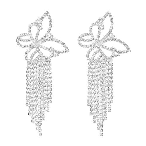 Boucle d'oreille goutte laiton strass, bijoux de mode & pour femme & avec strass, plus de couleurs à choisir, Vendu par paire