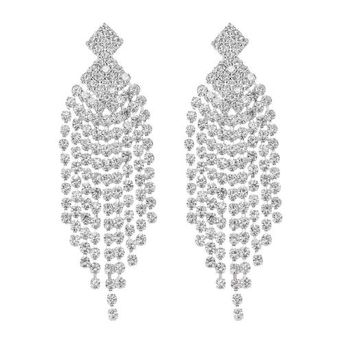 Boucle d'oreille goutte laiton strass, bijoux de mode & pour femme & avec strass, plus de couleurs à choisir, Vendu par paire