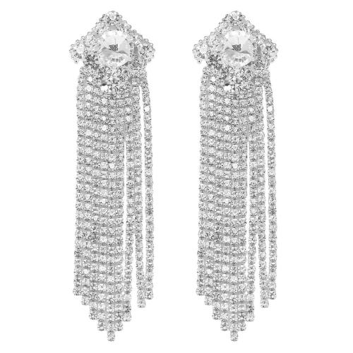 Boucle d'oreille goutte laiton strass, bijoux de mode & pour femme & avec strass, plus de couleurs à choisir, Vendu par paire