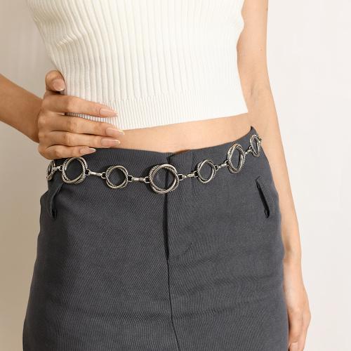aleación de zinc cadena de cintura, con fundición, chapado, estilo popular & para mujer, plateado, longitud:aproximado 110 cm, Vendido por UD[