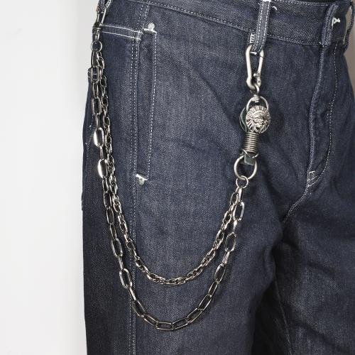 alliage de zinc chaîne de taille, avec fer, Placage, Double couche & le style de punk & unisexe, noire, Vendu par PC[