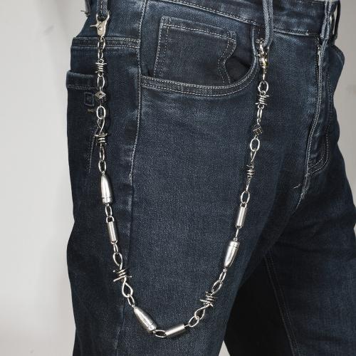 alliage de zinc chaîne de taille, avec fer, Placage, le style de punk & unisexe, argent Environ 66 cm, Vendu par PC[