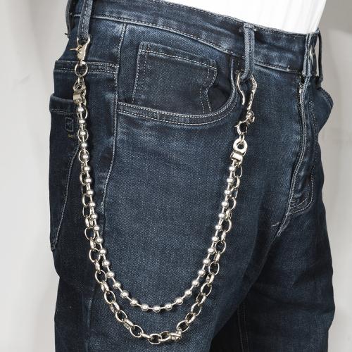 alliage de zinc chaîne de taille, avec fer, Placage, Double couche & bijoux de mode & unisexe, argent, Vendu par PC[