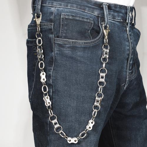 alliage de zinc chaîne de taille, avec fer, Placage, le style de punk & unisexe, argent Environ 62 cm, Vendu par PC[
