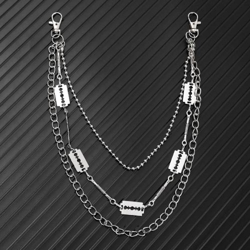 alliage de zinc chaîne de taille, avec fer, Placage, trois couches & le style de punk & unisexe, argent, Vendu par PC[