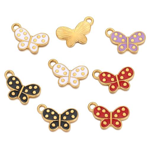 エナメル質のステンレス　ペンダント, 304ステンレススチール, 蝶, ゴールドメッキ, ファッションジュエリー, 無色, 5パソコン/バッグ, 売り手 バッグ
